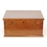 An 18th Century oak storage/deed box fitted with triple lock action,