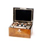 A 19th Century walnut veneered vanity case and jewellery box,