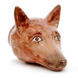 A 19th Century Staffordshire creamware stirrup cup formed as a fox head with painted decoration,