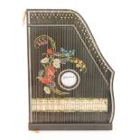 A Jubletone transfer printed floral decorated zither,