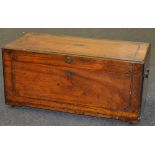 A 19th Century brass inlaid camphorwood blanket box,