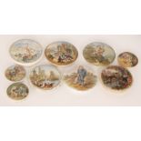 Nine assorted 19th Century Staffordshire Pratt Ware pot lids comprising six larger - Strasbourg,