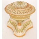 An early 20th Century Royal Worcester blush ivory pot pourri,