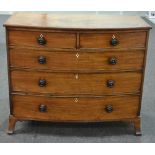 A 19th Century inlaid and crossbanded mahogany bowfront chest of two short and three long drawers,