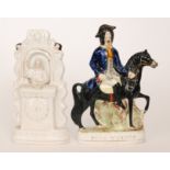 Two 19th Century Staffordshire flat back figures, the first modelled as Dick Turpin,