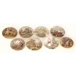 Eight assorted 19th Century Staffordshire Pratt Ware pot lids comprising Rifle Contest Wimbledon