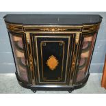 A Victorian ebonised and gilt metal mounted break-fronted credenza,