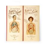 Two Edwardian French printed anatomical books titled 'Le Corps Humain Anatomie de la Femme and de