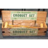 A Jacques 'Regulation' croquet set in a pine case, width of case 106cm.