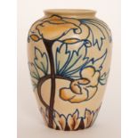 A 1930s Art Deco Royal Cauldon / Wardle vase decorated with tubelined stylised flowers against a