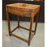 Amended description - A 1930s Art Deco oak canteen table with fitted interior, lacking contents.