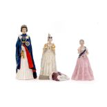 Three Royal Doulton figurines comprising 'To Celebrate the 30th Anniversary of the Coronation of