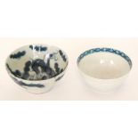 A 19th Century Japanese footed bowl decorated with a stylised blue dragon against a white ground,