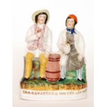 A late 19th to early 20th Century Staffordshire 'flat-back' depicting Tam O'Shanter & Sooted Johnny