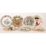 A set of Royal Doulton Series Ware wall plates to comprise Falconer, Jester, Admiral, Hunting Man,