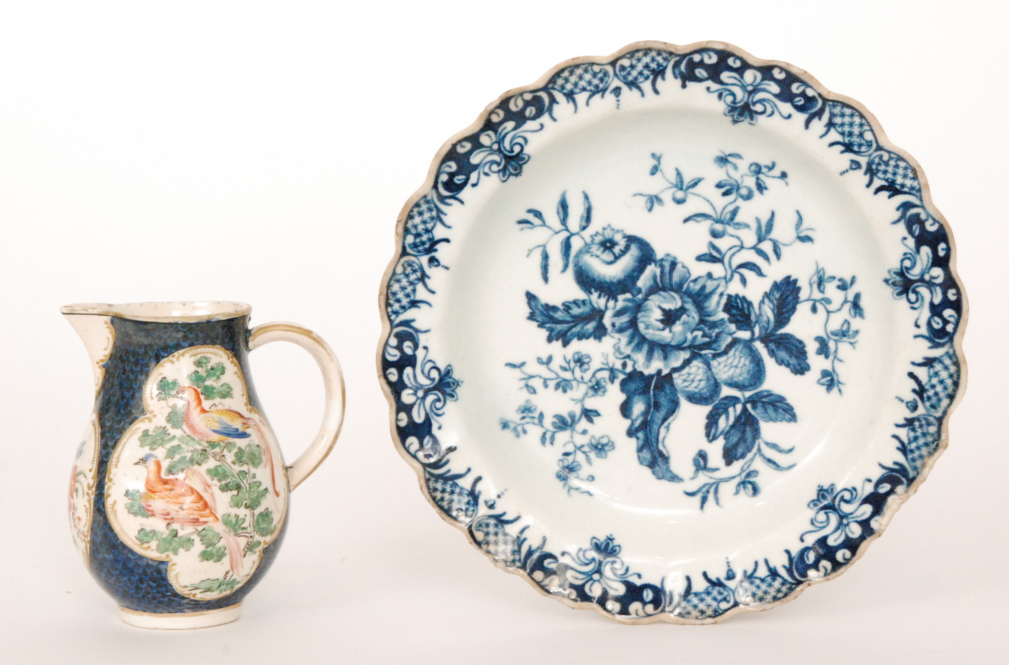 A late 18th Century First Period Worcester shallow dish decorated in the underglaze blue and white