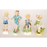 Four small Royal Worcester Freda Doughty figures comprising Teatime, Springtime,