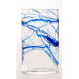 A later 20th Century Dartington glass vase of compressed sleeve form,