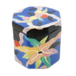 A 1930s Carlton Ware Art Deco octagonal box and cover decorated in the Handcraft Stellata or Wild