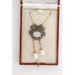 An Edwardian style moonstone and pearl pendant,