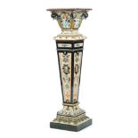 An early 20th Century Rorstrand jardiniere pedestal stand decorated in relief with repeat bands of