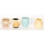 Four pieces of assorted Carlton Ware comprising a yellow glazed 'Engine Turned' ware vase,