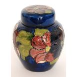 A boxed Moorcroft ginger jar and cover decorated in the Clematis pattern,