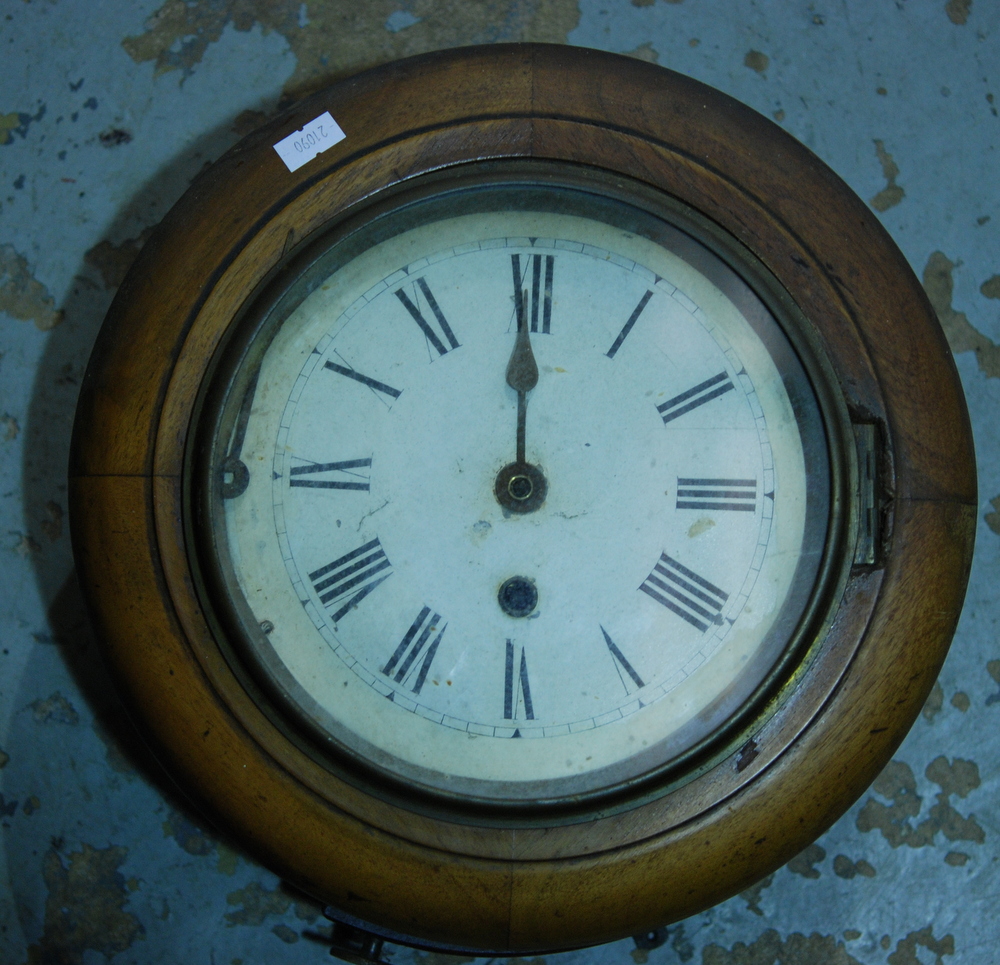 A 19th Century mahogany framed circular wall clock with thirty hour spring driven movement and a - Image 2 of 2