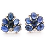 A pair of mid 20th Century 18ct sapphire and diamond stud earrings,