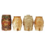 Four 19th Century stoneware spirit barrels with brass taps,