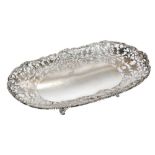 A hallmarked silver elongated oval fruit bowl,