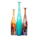 A large post war Mdina glass attenuated bottle vase of slender form,