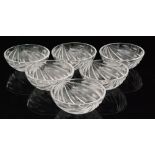 A set of six post war Whitefriars glass dessert bowls designed by Geoffrey Baxter, pattern C226,
