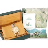 A gentleman's stainless steel automatic Rolex Oyster Perpetual Datejust wrist watch with batons to