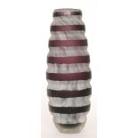 A contemporary Dartington Studio glass vase of swollen ovoid form with ringed body,