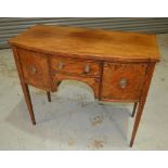 AMENDED DESCRIPTION - A small line inlaid bow-fronted mahogany sideboard in the Georgian style,
