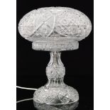 A 20th Century American brilliant cut clear crystal glass lamp in the manner of Meriden,