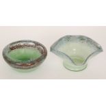 A 20th Century Vasart glass bowl of tapered form with roll rim,