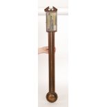 An early 19th Century chequer strung mahogany stick barometer,