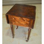 A Victorian mahogany drop leaf work table,