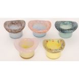 A group of five 20th Century Vasart glass vases,