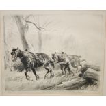 GEORGE SOPER (1870-1942) - Hauling Timber, soft ground etching, signed in pencil and numbered 9/24,