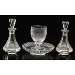 A 19th Century glass measure of low shouldered form rising to a hollow blow stopper,