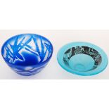 A contemporary limited edition studio Kinki Glass bowl by Nikki Williams of flared form,