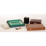 A portable backgammon set, a lacquered card case,
