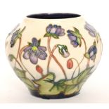 A Moorcroft Pottery vase of ovoid form decorated in the Hepatica pattern designed by Emma Bossons,