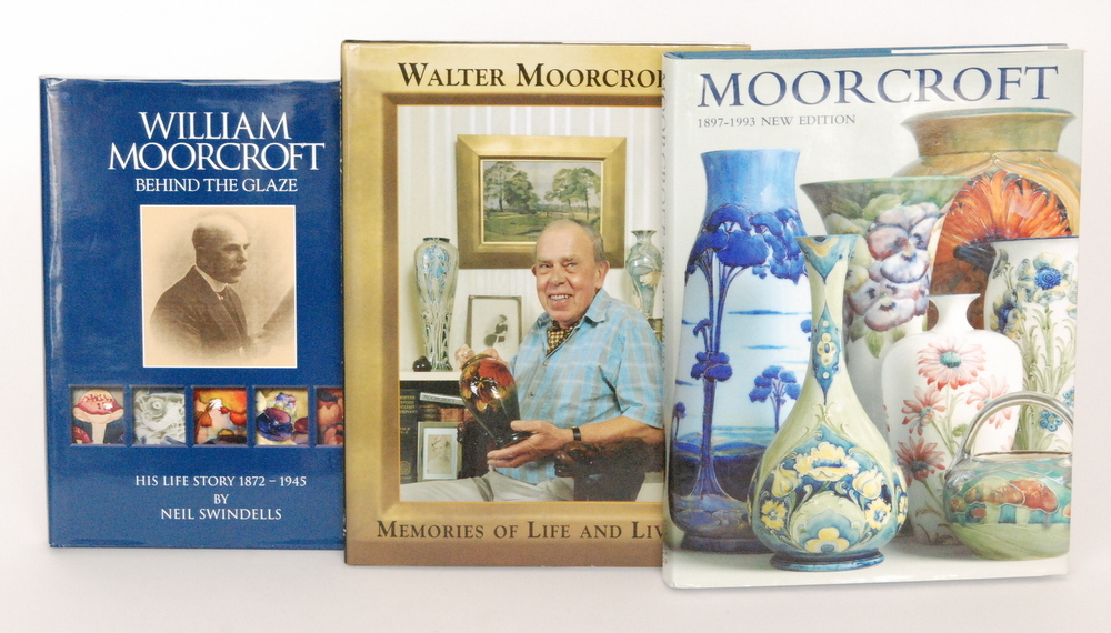 Three books on Moorcroft Pottery comprising Moorcroft 1897-1993 New Edition by Paul Atterbury,