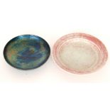 Two Ruskin Pottery shallow dishes, the first decorated in a Kingfisher Blue lustre, diameter 13cm,