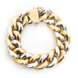 A 1960s to 1970s 18ct white and yellow gold curb link bracelet designed with alternating yellow