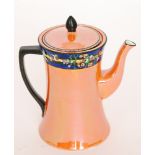 A 1920s Wiltshaw and Robinson Carlton Ware Art Deco coffee pot decorated in the Berries and Bands